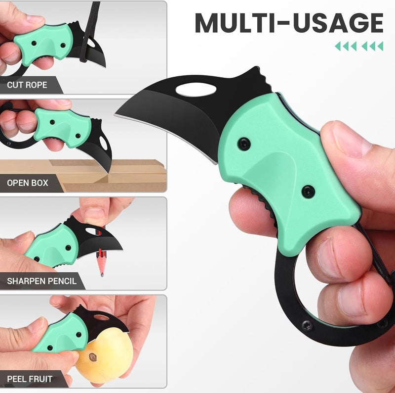FUNBRO Small Pocket Knife for Men, Cool Folding Knife Box Cutter with 1.34 inch Sharp Blade, EDC Knives Tool for Everyday Carry, Great Gift for Men (Light Blue) - Image 2